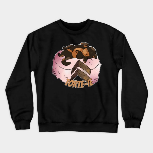 Torte-Ie (Tortie Pun) Crewneck Sweatshirt by nonbeenarydesigns